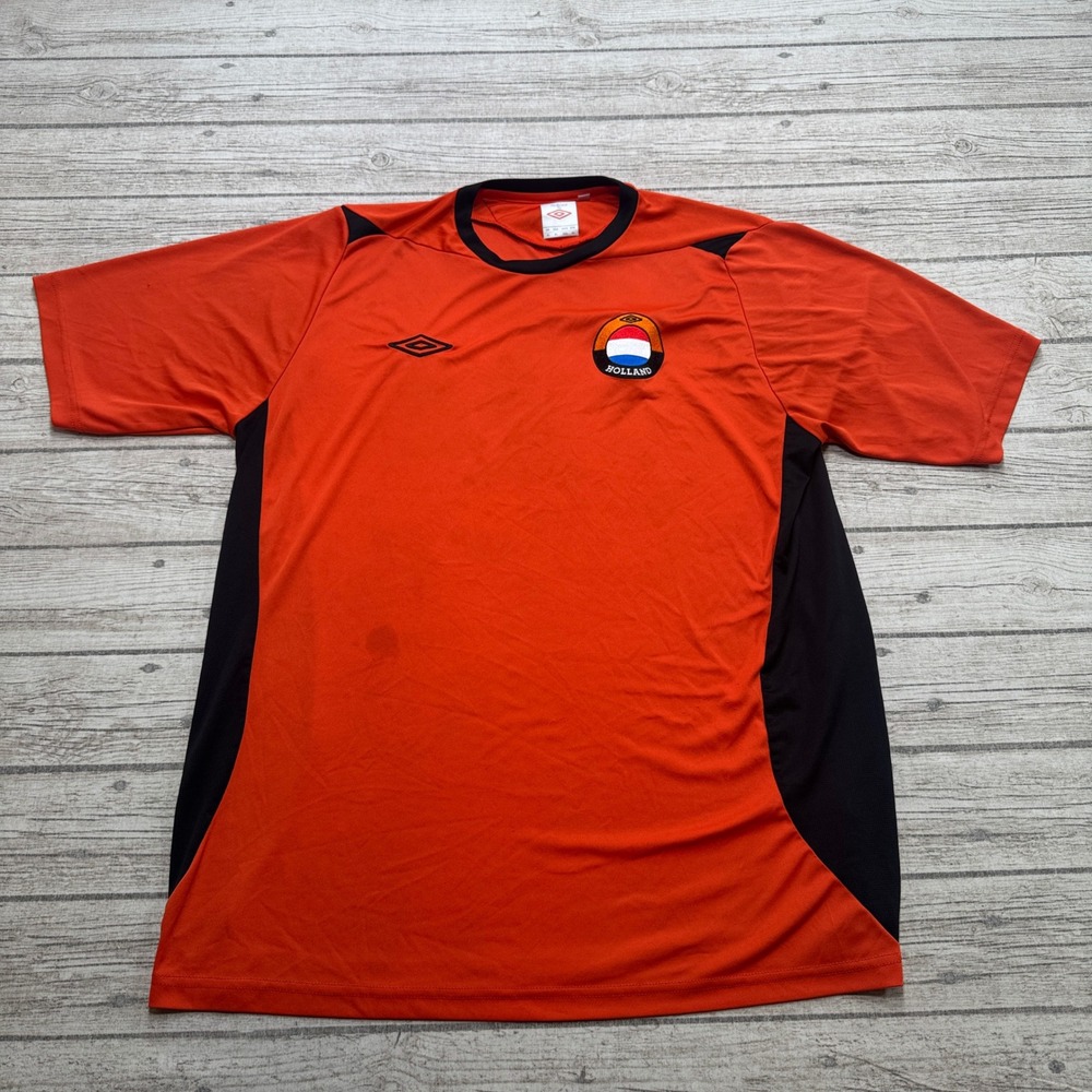 Vintage Umbro Holland Soccer Jersey Men's XL Orange Football Training Sportswear